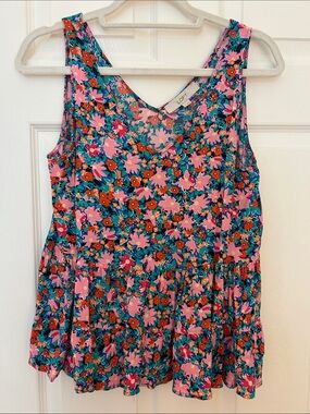 LOFT Floral Peplum Camisole - Pink & Teal